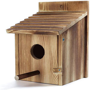 Miniatuur Houten Nestkast Voor Buiten Met Hangende Functie Voor Wilde Vogels Houtambachten En Wandborden Product - Product Image 3