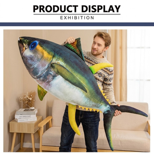 Aika Coussin géant en peluche poisson <span class=keywords><strong>drôle</strong></span> tendance, oreiller décoratif 3D en forme de thon, prix - Product Image 5