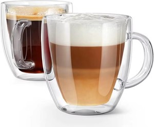 Tasses à expresso et mugs à thé en verre borosilicate à double paroi isolées pour cappuccino, latte, thé et shots – Vaisselle en verre haut de gamme - Product Image 2
