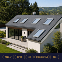 Fenêtre de toit insonorisée et résistante aux intempéries JUNYAO Factory, double vitrage trempé, rupture de pont thermique PA66, conforme aux normes AS2047 NFRC CE, pour extérieur et hôtels