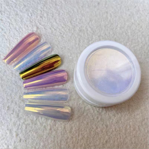 Poudre à ongles <span class=keywords><strong>blanche</strong></span> clair <span class=keywords><strong>de</strong></span> lune Aurora Mirror Chrome Pigment poudre perle Colorshift Pigment frottant sur la poussière <span class=keywords><strong>de</strong></span> paillettes d'art d'ongle - Product Image 3