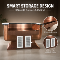 Comptoir de bar compact moderne en acier inoxydable sur mesure, couleur or rose, pour petit salon, studio, appartement, cuisine