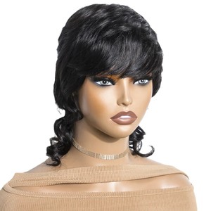 วิกผมแท้ 100% แบบธรรมชาติ สีดำ ลอนเล็ก ทรงมัลเล็ต สามารถดัดและย้อมได้ สินค้าส่งออก ขายดี - Product Image 5