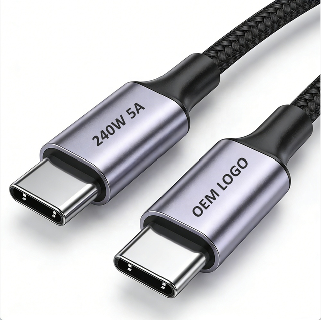 Type C Cable Fast Charging 6ft USB C Cable 240W 5A Factory Custom 1m 2m 3m Nylon Braided Type-C to USB-C Data Charger USBC Cable
