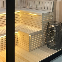 Sauna électrique efficace pour intérieur, sec/humide, avec structure en bois massif, pour salle de bain familiale, chambre d'amis, bureau, balcon, véranda