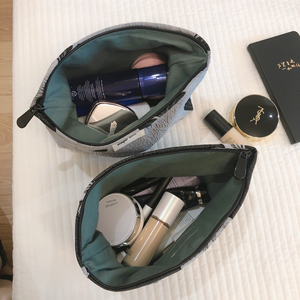 Bolsa de Maquillaje de Lona Jacquard con Lazo de Mariposa Pequeño en <span class=keywords><strong>Negro</strong></span> y Gris, con Cierre, Organizador de Cosméticos Portátil - Product Image 2