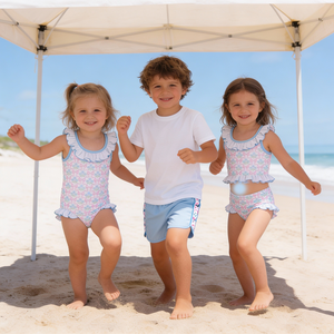 Set Costumi da Bagno per Bambini: Completo Floreale con Volant per Bambine, Pantaloncini da Nuoto Estivi per Bambini, Costumi ad Asciugatura Rapida - Product Image 2