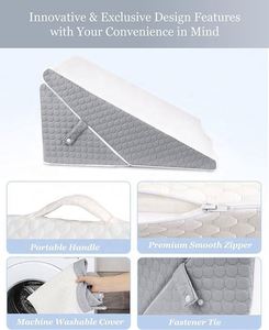 Adjustable Wedge <b>Pillow</b> Triangle Acid Reflux Knee Legs Relax Back Pain Relief Soft <b>Memory</b> Foam Bed Wedge <b>Pillow</b> for Sleeping - Product Image 5