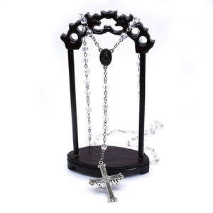 Collier Chapelet Croix en Cristal Noir et Blanc 6mm Fournitures Religieuses en Gros - Product Image 5