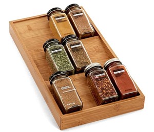 Classics 3-Tier Bamboo Spice Rack Cabinet Drawer Tray Organizer