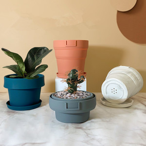 Round Foldable Silicone Plant Holder, Rubber Soft Planter Cactus Flower <b>Succulent</b> <b>Pot</b> With Drainage Holes, Home Garden Decor - Product Image 1