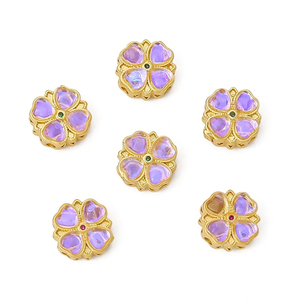 Cuentas de la suerte de ciruela esmaltada chapada en cobre para pulseras de abalorios DIY, collar, accesorios para hacer joyas - Product Image 3