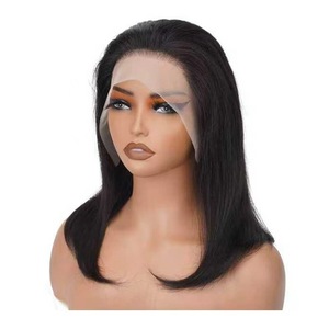 Parrucca Corta Bob di Alta Qualità con Frontale in Pizzo, <span class=keywords><strong>Capelli</strong></span> Umani Lisci, Estensioni Frontali 360 in Pizzo, Parrucche Naturali in <span class=keywords><strong>Veri</strong></span> <span class=keywords><strong>Capelli</strong></span> Umani - Product Image 4