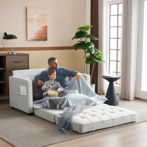 Sofá Futón Plegable Moderno Más Vendido con Estructura Cuadrada <span class=keywords><strong>de</strong></span> Madera, Diseño sin Respaldo ni Brazos, Tapicería <span class=keywords><strong>de</strong></span> Tela/Terciopelo/Cuero para 3 Personas - Product Image 1