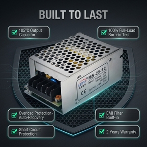 ספק כוח מיתוג MS-25-12 25W 12V 2.1A AC ל-DC מיני בעל יציאה יחידה עבור LED, מצלמות אבטחה, בקרה תעשייתית, LEYU אלומיניום, תקני CE ו-RoHS - Product Image 4