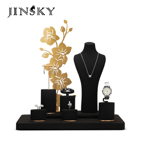 Juego de Exhibidores de Joyería Negros Jinsky - Soporte Ajustable para Collares, Organizador de Anillos y Pendientes para Almacenamiento en Tiendas/Hogar - Product Image 1