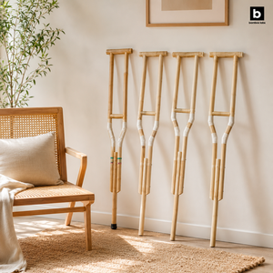 Muletas de Bambú Natural con Certificación CE Clase II, Altura Ajustable, Ligeras, Soporte para Personas Mayores - Product Image 6