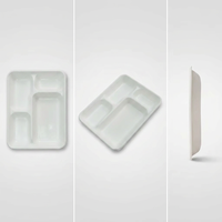 Assiette jetable compostable biodégradable en bagasse de canne à sucre à 4 compartiments pour la restauration