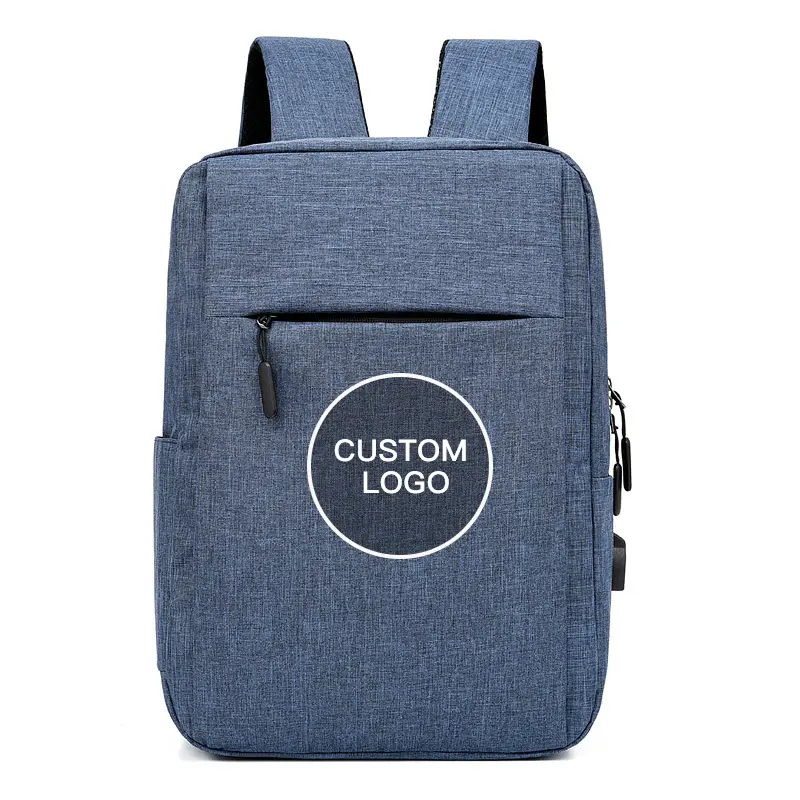 Business Custom Logo Anti-Diebstahl Nylon Wasserdichter Rucksack Schwarze Männer 17-Zoll-Laptop-Rucksack mit USB-Anschluss