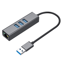 Adaptateur USB 3.0 vers RJ45 Ethernet, carte réseau, avec HUB USB 3.0, pour MAC PC, ordinateur portable et plus