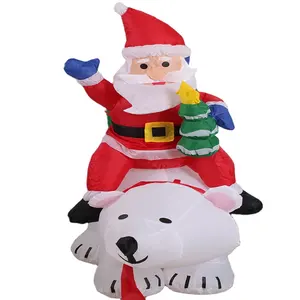 1.2米北极熊与礼物圣诞充气可爱的骑马北极熊假日季节圣诞老人与图片UV印刷
