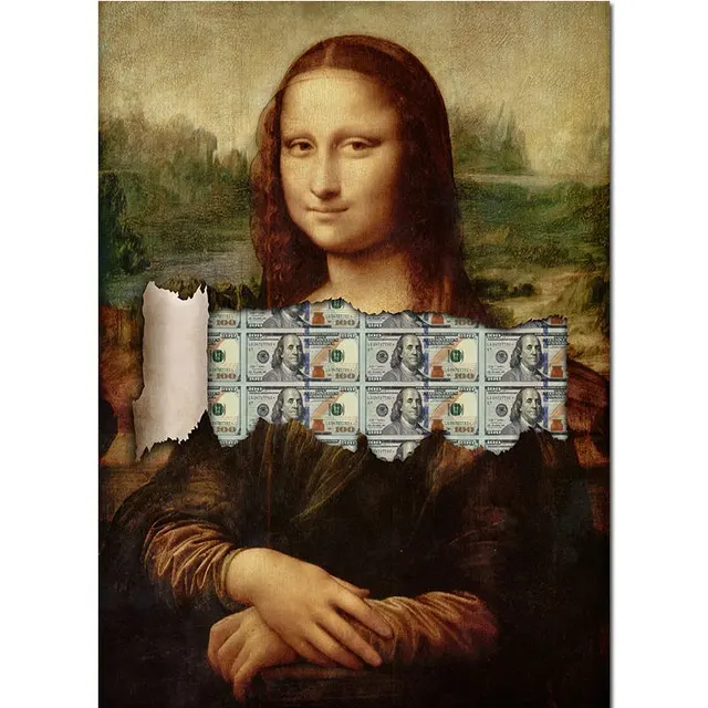 Graffiti Mona Lisa Money Art Canvas Print Painting Modern Funny Pictures Abstract Living Room Office Home Decor Posters