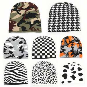 Gorro de Punto con Estampado de Leopardo, Cebra y Pata de Gallo Camuflado, Diseño de Moda Otoño Invierno 2024, para Hombre y Mujer - Product Image 2
