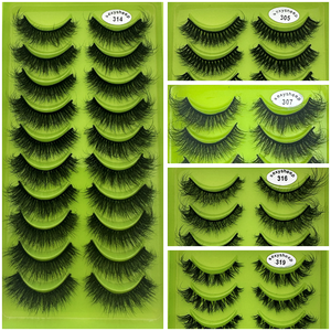 Faux cils en gros, bandes de cils 3D naturels courts, cils postiches effilés, 10 paires, faux cils en vison, boîte de cils personnalisée - Product Image 1