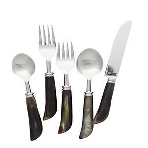 Best Selling Silver Finished With Uncomplicated Design Natural Horn Handle Cutlery Set for Wedding Business Gift Flatware - Product Image 1