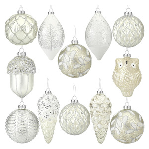 Mercury Glass Luxury Christmas Ornaments Silver White Hanging Balls Christmas <b>Tree</b> Vintage Holiday Decorations 10/14/15.2cm - Product Image 6
