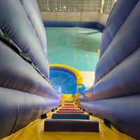 Toboggan gonflable pour enfants sur le thème de la mer avec piscine combinée