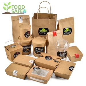 Eco friendly stampato usa e getta da asporto scatole di cibo in carta kraft da asporto - Product Image 5