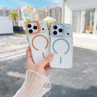 Nouvelle coque de téléphone ultra-transparente orange vif avec support d'appareil photo, fine et magnétique, pour iPhone 15 16 17 Pro Max