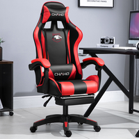 Chaise de jeu inclinable professionnelle en cuir PU, pivotante, avec appui-tête en acier inoxydable, repose-pieds, accoudoirs réglables et base en nylon