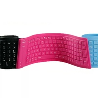Keyboard Mini nirkabel BT, papan ketik silikon lembut dapat dilipat tahan air