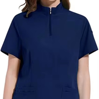Tenue de travail médicale unisexe pour salon de beauté, ensemble de blouses à col montant et fermeture éclair, quatre poches, en sergé polyester élasthanne, pour hôpital