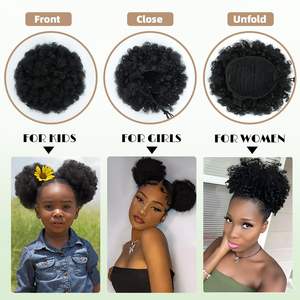 Afro Puff Ponytail Extension Sintético Premium 8 pulgadas Afro Puff Cordón Clip en Kinky Curly Bun para mujeres negras - Product Image 4