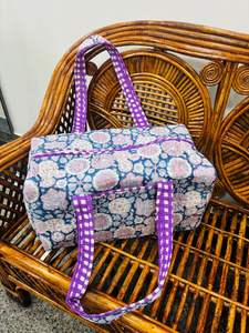 Great Price Cotton Weekender Travel Bag, Handmade Quilted Fabric Duffle Bag, Block Printed, <b>Hand</b> <b>Luggage</b> Bag, Bags for Women, - Product Image 2