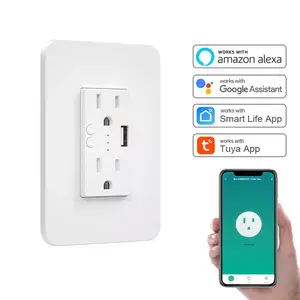 Alexa Homekit Smart Wifi Power US Standard Household Socket Receptacle Wall Outlet with Usb Port