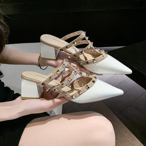 Nouvelles chaussures à talons hauts à bout pointu avec paillettes, dessus en cuir véritable noir, semelle extérieure en caoutchouc, respirantes, confortables, antidérapantes, exsudent de l'élégance - Product Image 2