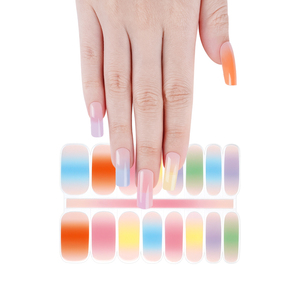 Prix d'usine – 16 bandes de vernis à ongles semi-durcis colorés – Autocollants de vernis à ongles gel style <span class=keywords><strong>hiver</strong></span> et printemps avec lampe UV - Product Image 2