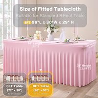 Nappes en Spandex Rose pour Tables Rectangulaires – Housse de Table Extensible Anti-Plis avec Jupes