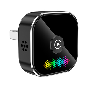 Mini 2 in 1 Car Stereo <b>Adapter</b> Wired to Wireless CarPlay Android Auto <b>USB</b> Connector with Illuminated Central Button - Product Image 1