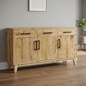 Mueble de Salón de Madera de Mango Sólida, Estilo Industrial y Vintage, Económico, Estilo Rústico, con 3 Cajones - Product Image 2