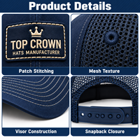 Casquette Trucker Premium 5 Panneaux en Maille avec Patch Brodé Réglable pour Sports de Plein Air et Streetwear – OEM ODM Personnalisable