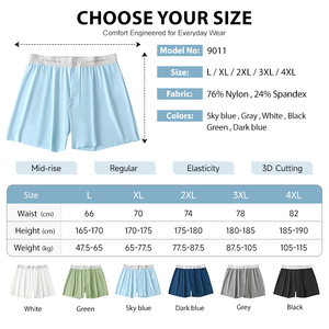 Nouveau design – Caleçon boxer homme en soie glacée grande taille, respirant, en polyamide, avec logo taille mi-haute, coupe ample - Product Image 2