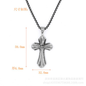yunnique <b>Cross</b> Pendant Necklace Stainless Steel Unisex Religious Jewelry European American Style GZP0578 - Product Image 4