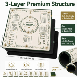 Luxury Forest Green Laurel Wreath Mahjong Table Mat Noise Reduction Neoprene Game Play Mat with Travel Bag for <b>Gifts</b> - Product Image 4