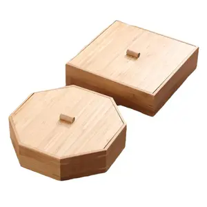 Modern Design Wooden Tea Storage Box Dustproof Pu 'er Tea Set Storage for Tea Cup and Teapot Made from Bamboo