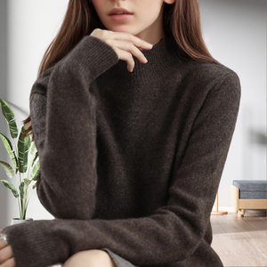 Prix de gros Pulls chauds à col roulé pour femmes, couleur unie, coupe ample, manches longues, mode - Product Image 4